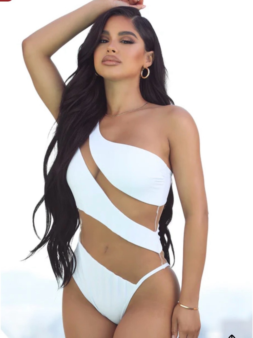 Island Hideout Cutout Mesh Asymmetrical One Piece Swimsuit - Black - Picture 3 of 9